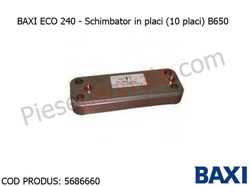 Poza Schimbator in placi (10 placi) B650 centrala termica Baxi Eco, Eco3 Compact
