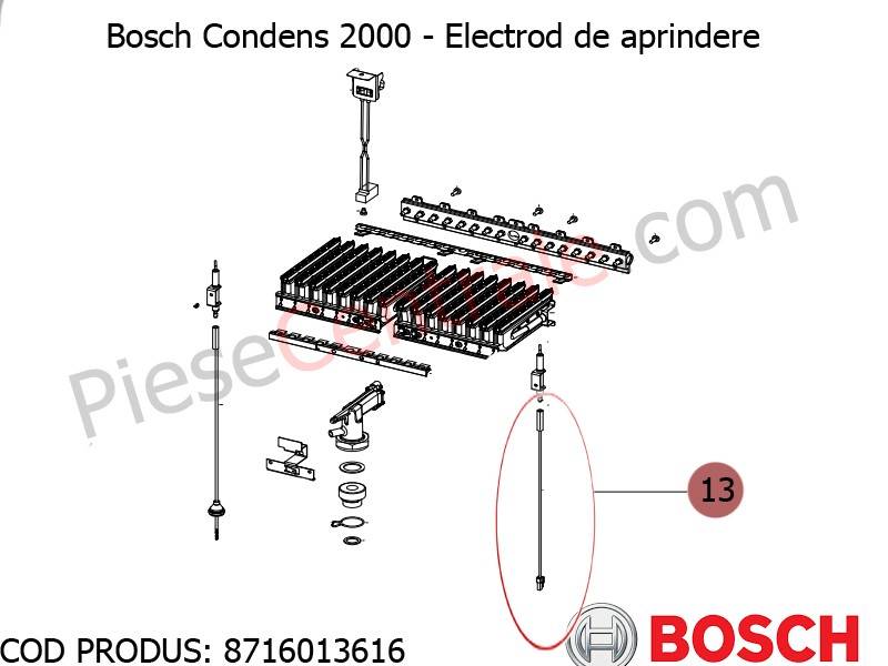 Poza Electrod de aprindere centrala termica Bosch Condens 2000, Buderus Logamax Plus