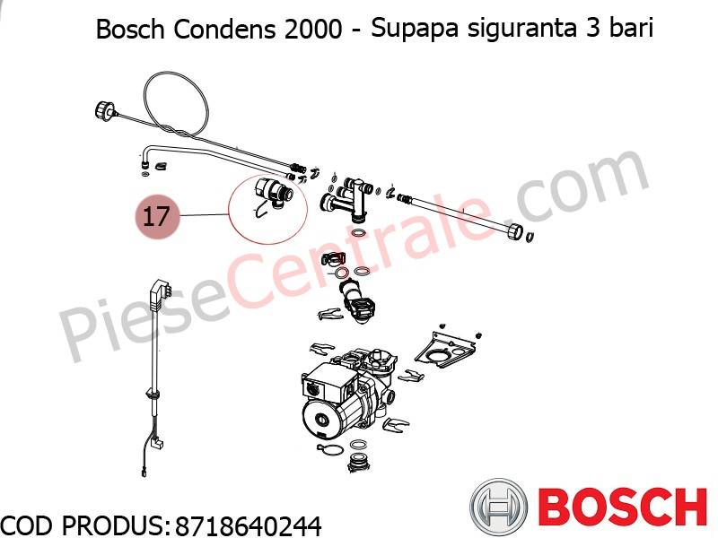 Poza Supapa de siguranta 3 bar centrala termica Bosch Condens 2000