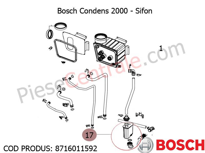 Poza Sifon centrala termica Bosch Condens 2000, Buderus Logamax Plus