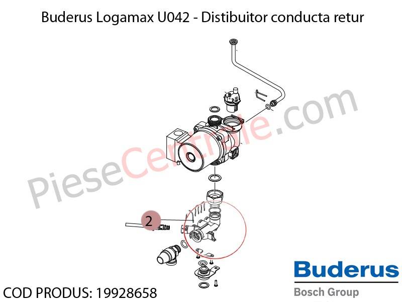 Poza Distibuitor conducta retur centrala termica Buderus Logamax U042