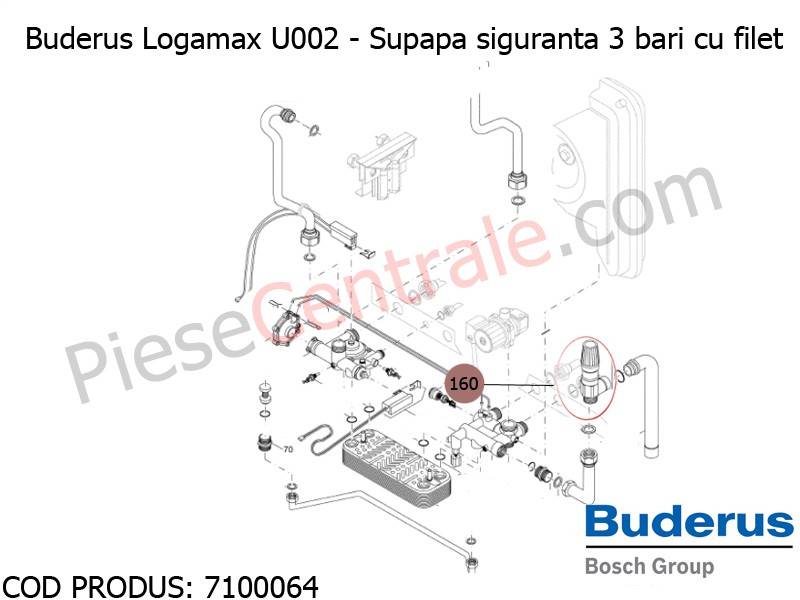 Poza Supapa siguranta 3 bari cu filet centrala termica Buderus Logamax U002