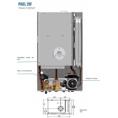 Poza Centrala termica pe gaz conventionala Arca Pixel 29 F, 29 kw, kit evacuare inclus. Poza 19117