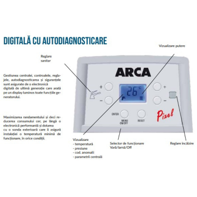 Poza Centrala termica pe gaz conventionala Arca Pixel 29 F, 29 kw, kit evacuare inclus. Poza 19119