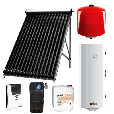 Poza Pachet confort panouri solare Ferroli cu 20 tuburi vidate ECOTUBE NEW 20 si boiler bivalent ECOUNIT 150 litri. Poza 19471
