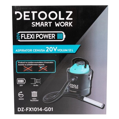 Poza Aspirator de cenusa cu acumulator Detoolz DZ-FX1014-G01, 150W, cu rezervor de 12L si filtru HEPA. Poza 19695