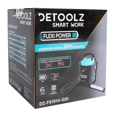Poza Aspirator de cenusa cu acumulator Detoolz DZ-FX1014-G01, 150W, cu rezervor de 12L si filtru HEPA. Poza 19696