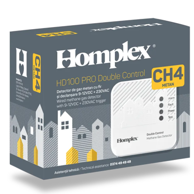 Poza Detector de gaz metan cu fir si declansare dubla 12VDC/230VAC – Homplex HD100 PRO Double Control. Poza 19768