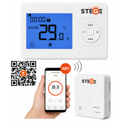 Poza Termostat ambient Stege WR200 WIFI, fara fir, programabil. Poza 20115