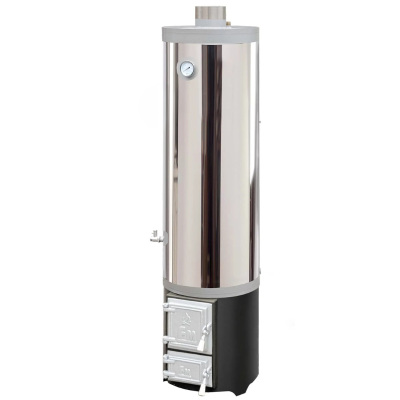 Poza Ansamblu boiler pe lemne 120 litri inox Miklos Steel, cu focar cu usi din fonta. Poza 20192