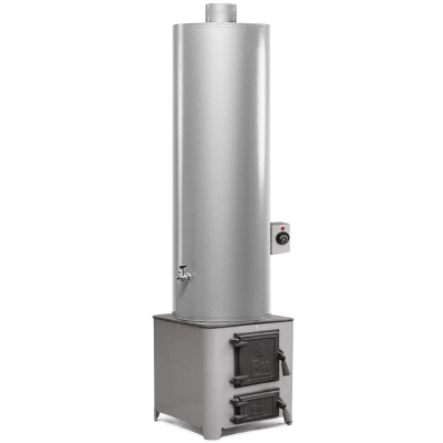Poza Ansamblu boiler pe lemne si electric 90 litri otel Miklos Steel, cu focar cu usi din fonta, rezistenta 2 kW. Poza 20195