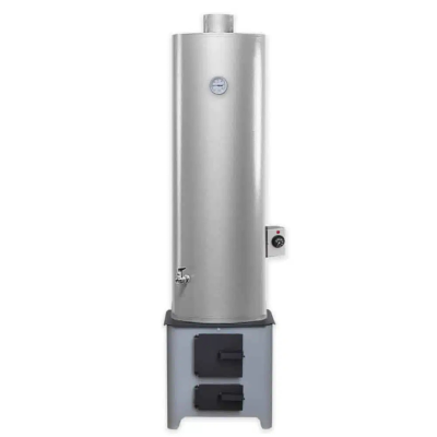 Poza Ansamblu boiler pe lemne si electric 90 litri otel Miklos Steel, cu focar economic usi din tabla, rezistenta 2 kW. Poza 20199
